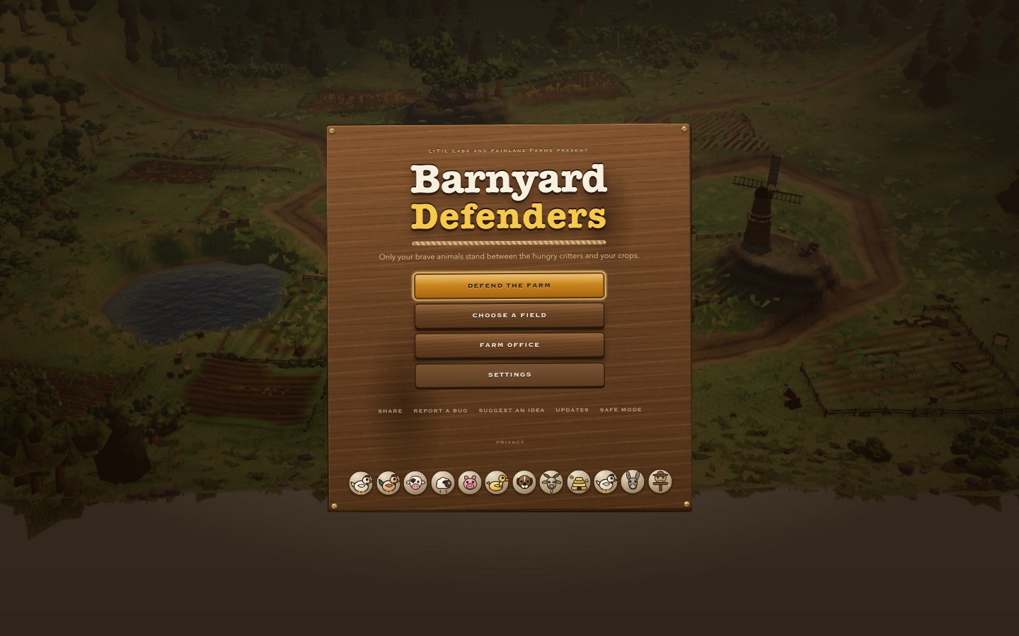 Barnyard Defenders browser game screenshot