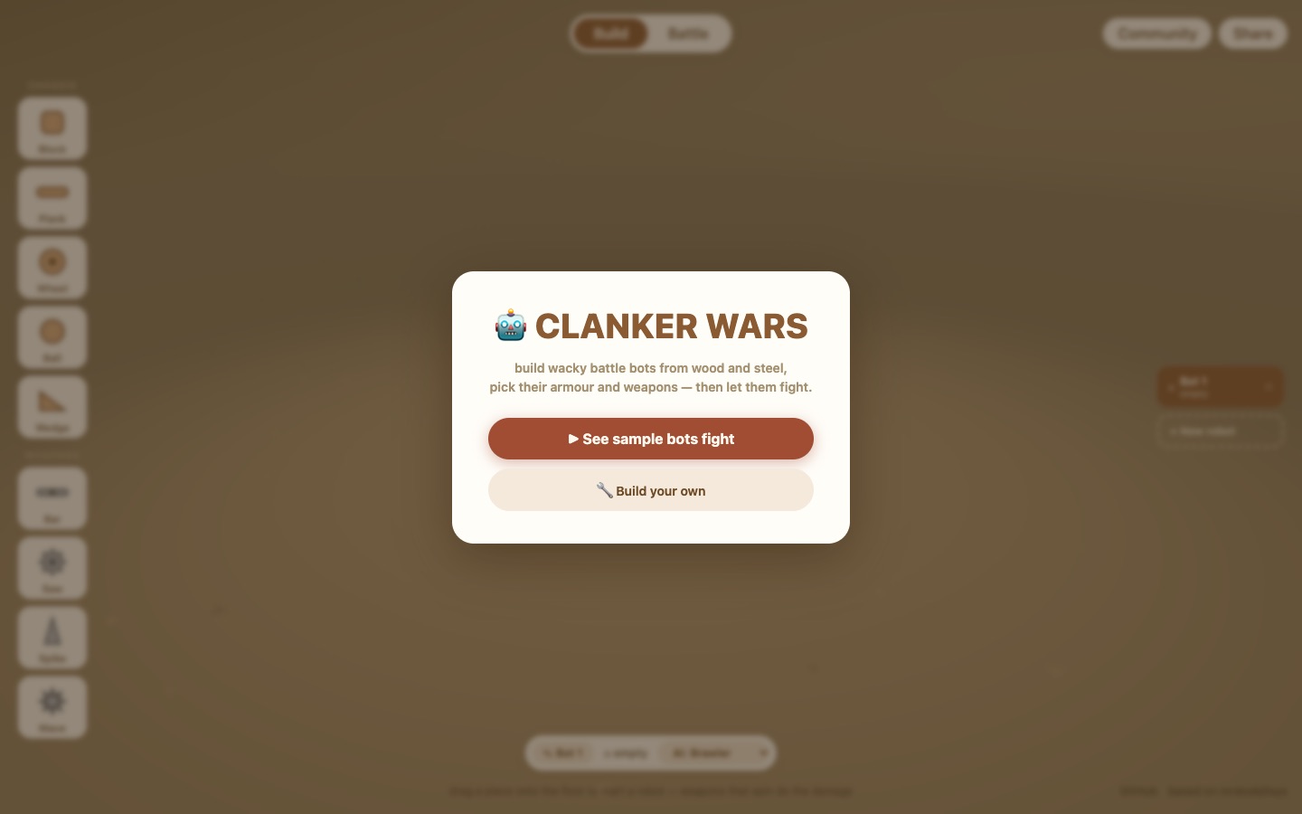 Clanker Wars browser game screenshot