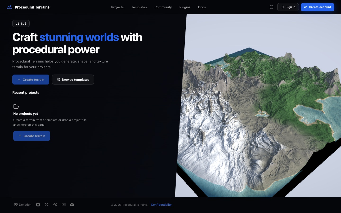 Procedural Terrains browser game screenshot